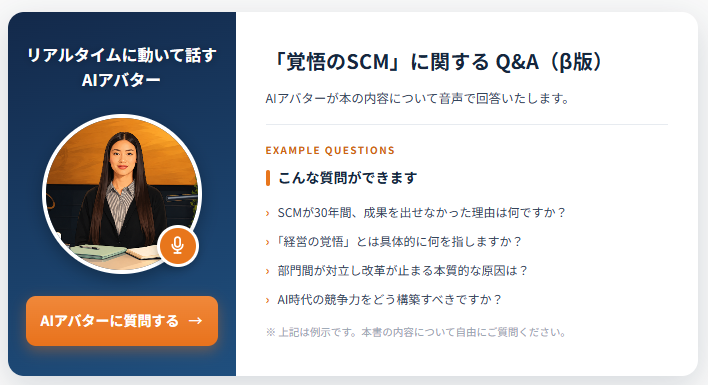 [AI Author × AI Avatar] AI-Written Book Meets Voice-Enabled AI Avatar: Free Public Beta Launch of Official Q&A Service for 'Kakugo no SCM'