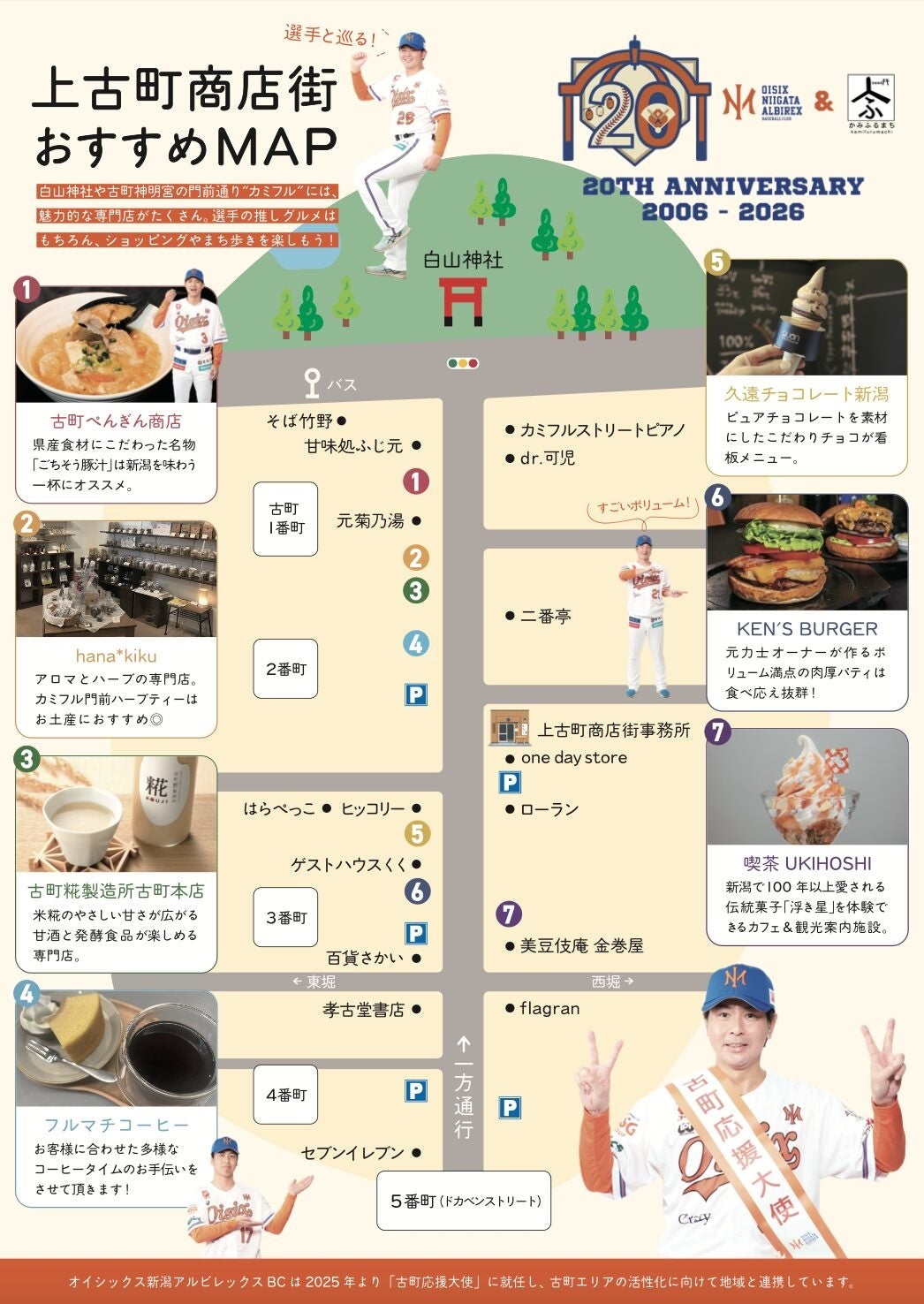 【オイシックス新潟】上古町商店街との20周年記念コラボ第二弾！おすすめマップを球場・商店街に掲示